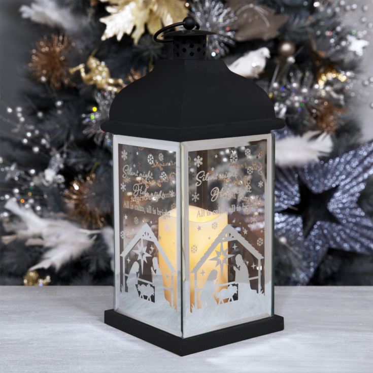 Metal Lantern with LED Candle - Silent Night product image