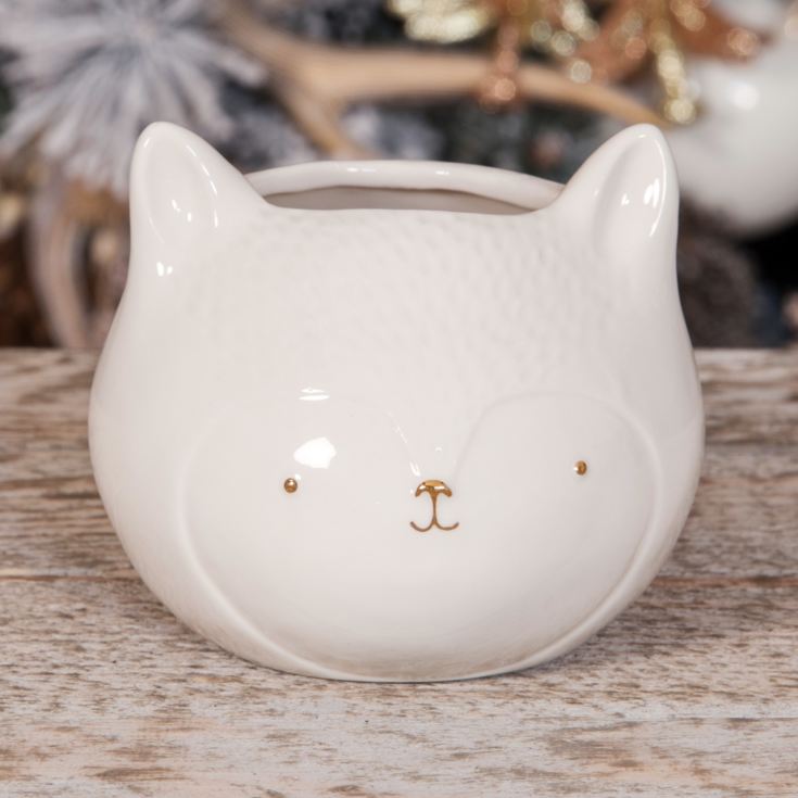 White & Gold Fox Planter 10cm product image