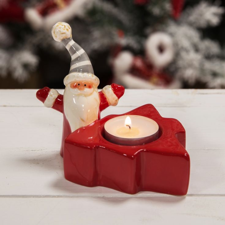 Santa with Stripey Hat Tealight Holder product image