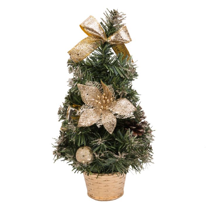 Gold Poinsettia Mini Christmas Tree 30cm product image