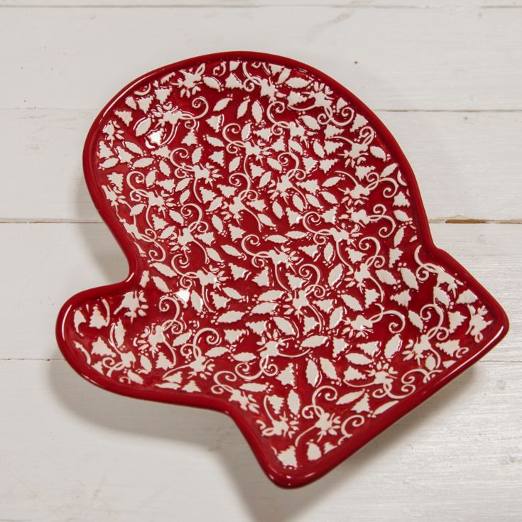 Red & White Mitten Shaped Plate 20cm product image