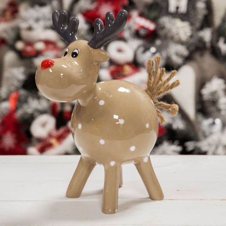 Brown Polka Dot Reindeer Figurine 21cm product image