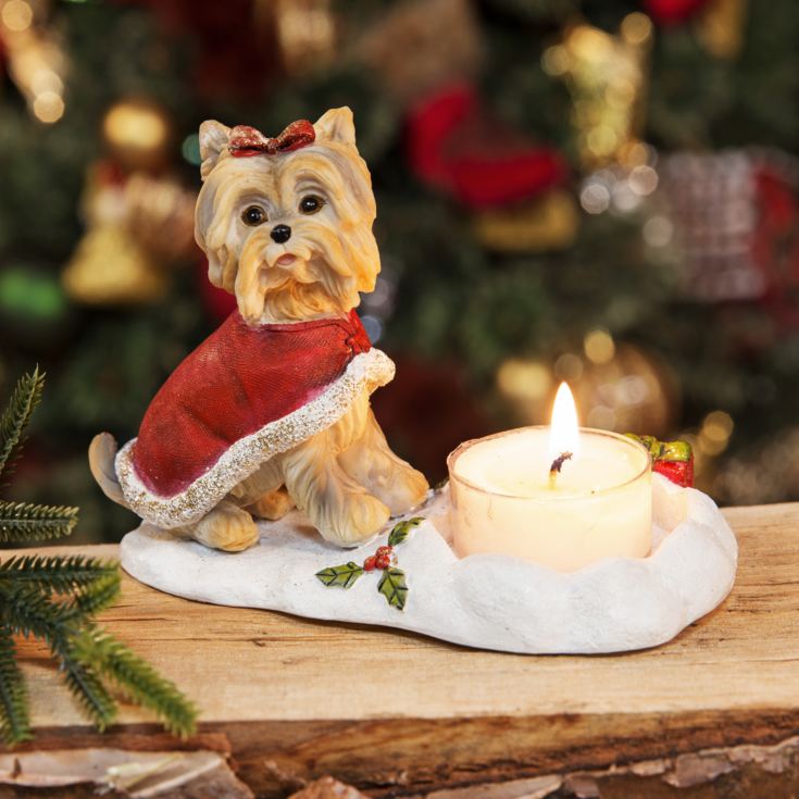 Yorkshire Terrier Dog Red Shawl Tealight Holder product image