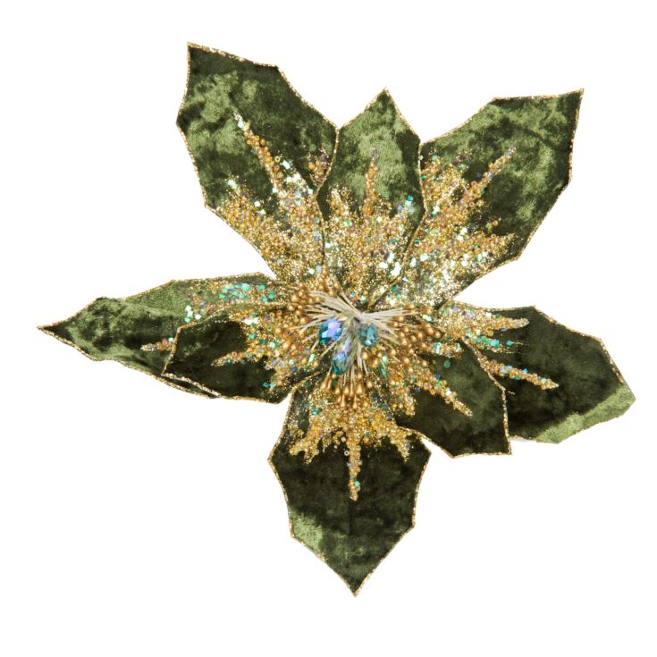 Dark Green Poinsettia Tree Clip 20cm product image