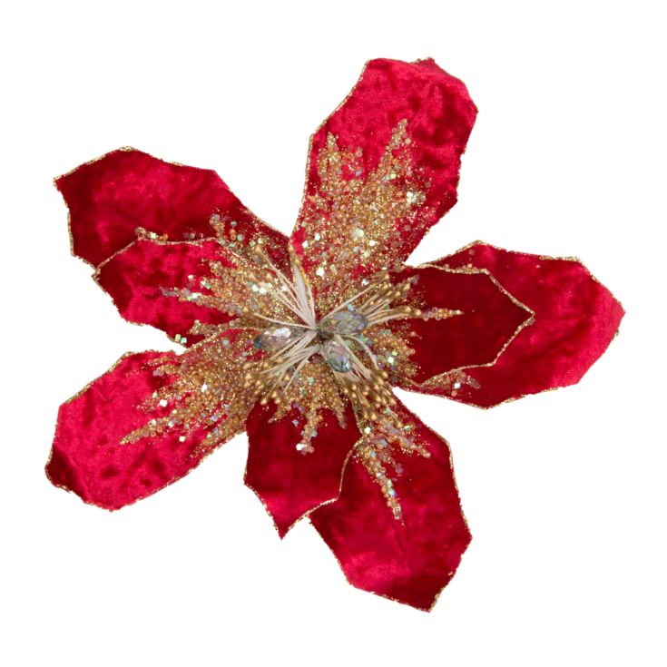 Red & Gold Poinsettia Tree Clip 20cm product image