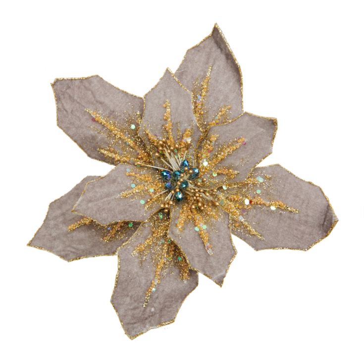 Grey Poinsettia Tree Clip 20cm product image