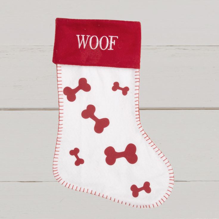 Red & White Dog Stocking - Woof product image