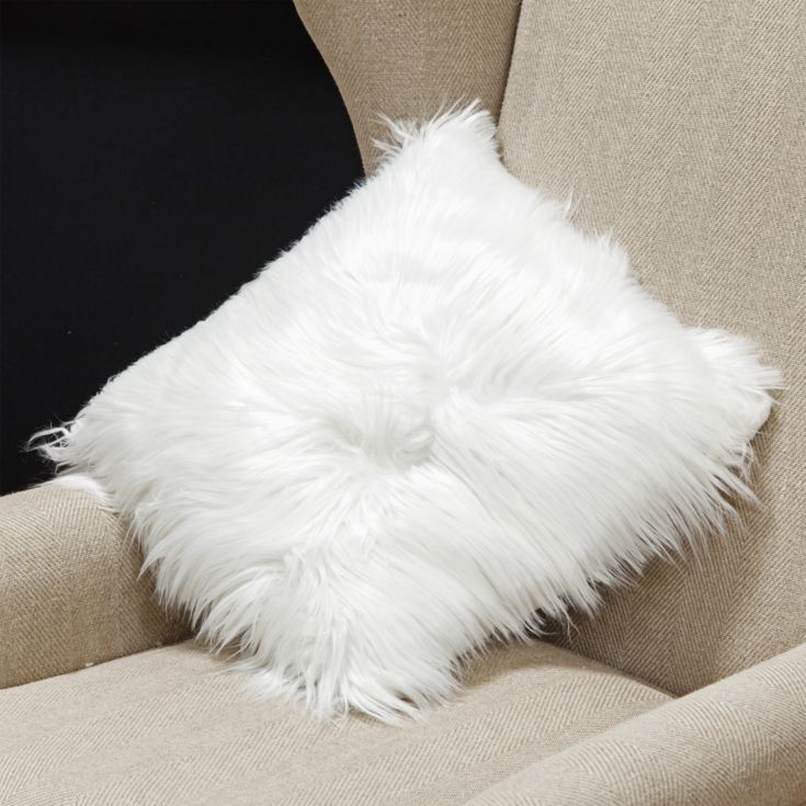Cream Textured Faux Fur Cushion 45cm x 45cm product image