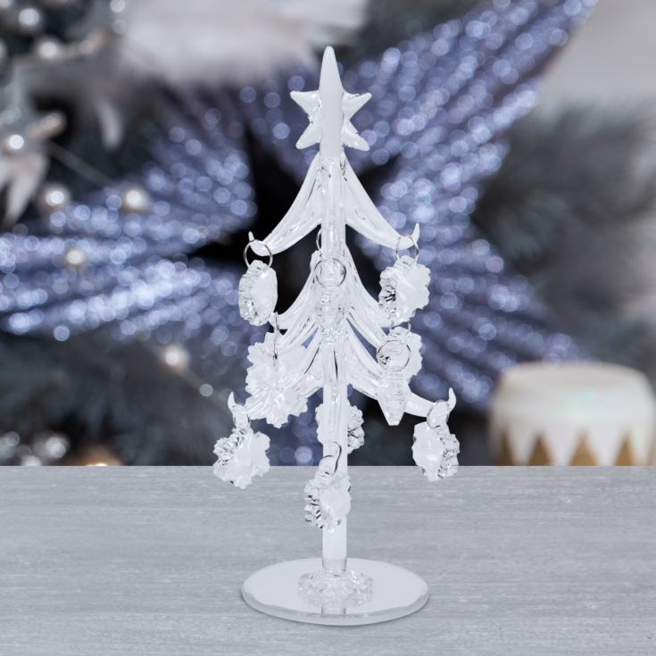 Decorative Glass Tree with Snowflake Decorations 20cm product image