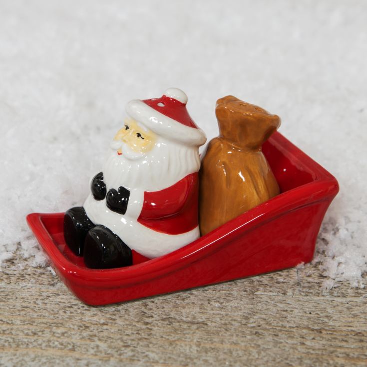 Santa & Sack in Sleigh Salt and Pepper Shakers product image