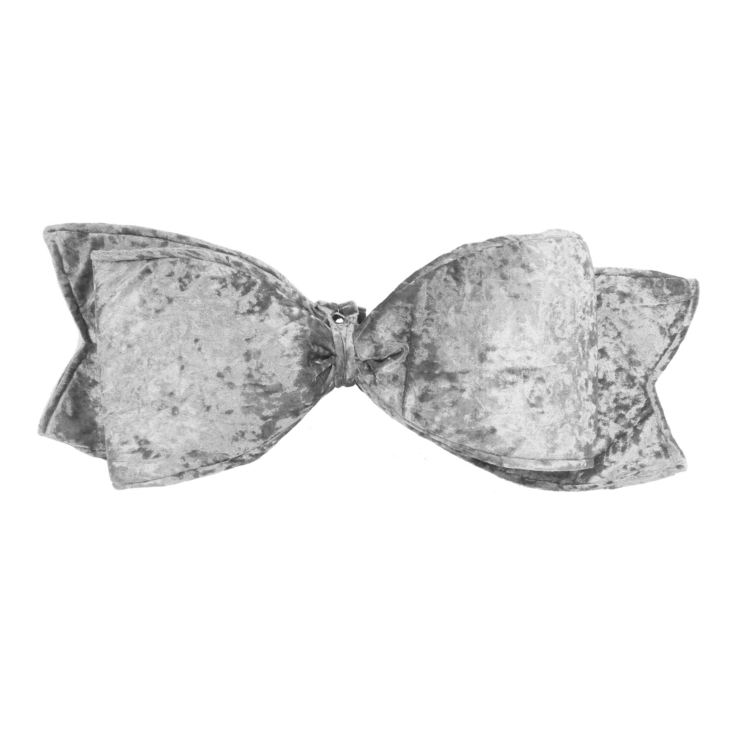 Large Velvet Grey Bow Tree Topper 17" product image