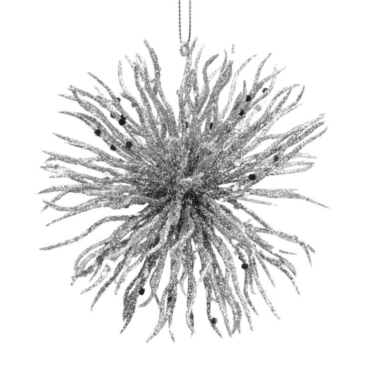 Silver Glitter Hanging Decoration 4" product image