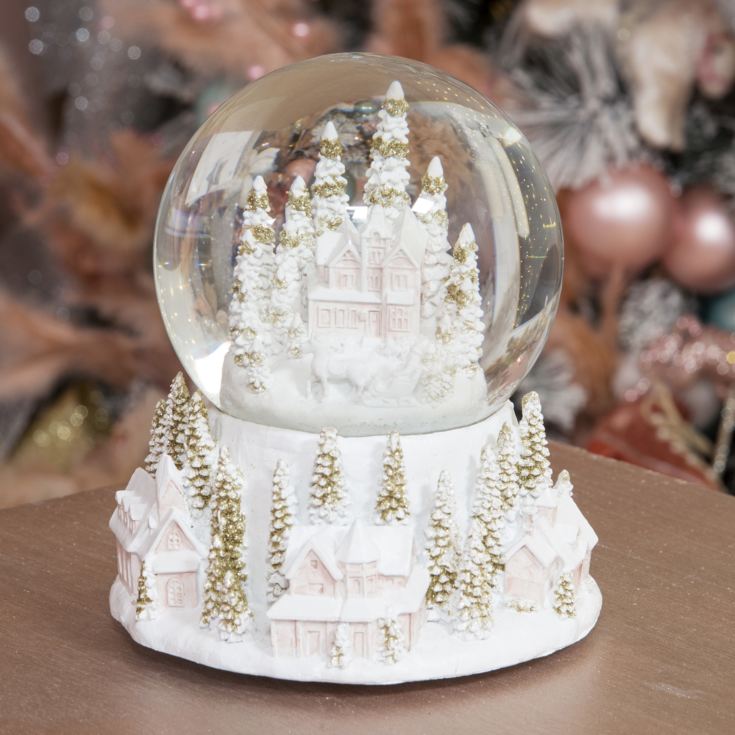 White & Gold Village Scene Snow Globe product image