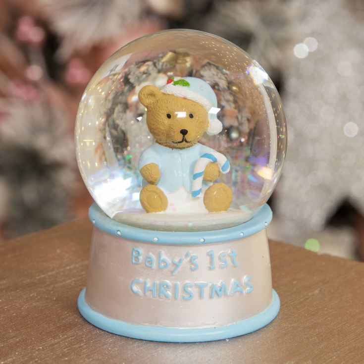 Hand Painted Blue Baby's First Christmas Snow Globe product image