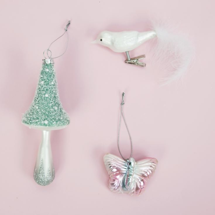 Set of 3 Baubles - Mushroom, Bird & Butterfly product image