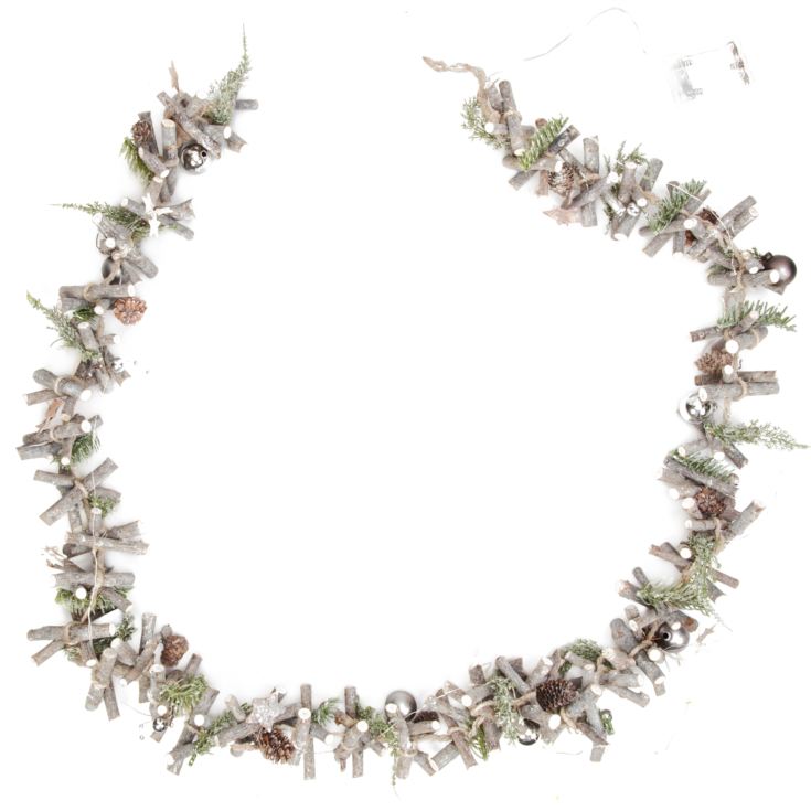 Filbert Stick Garland 20 LEDs Silver Baubles & Acorn 1.9m product image