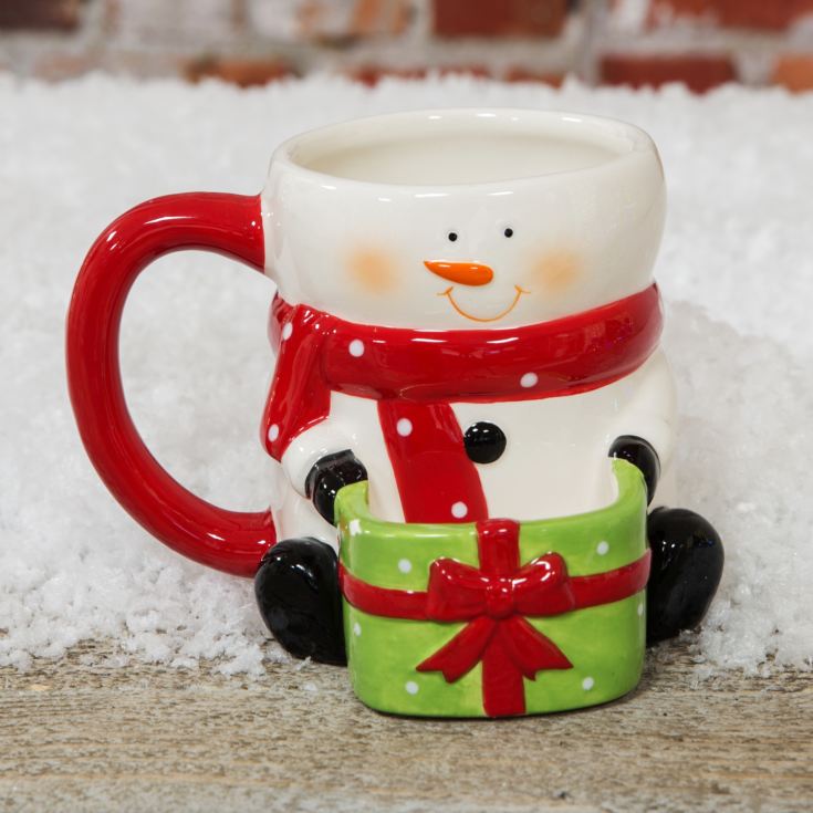 Snowman Holding Gift Cookie Holder Mug product image