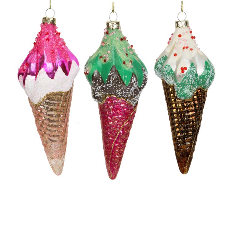 Set of 3 Glass Ice Cream Baubles product image