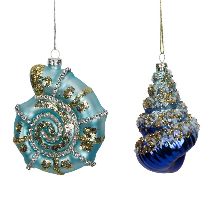 Set of 2 Glass Sea Shell Baubles product image