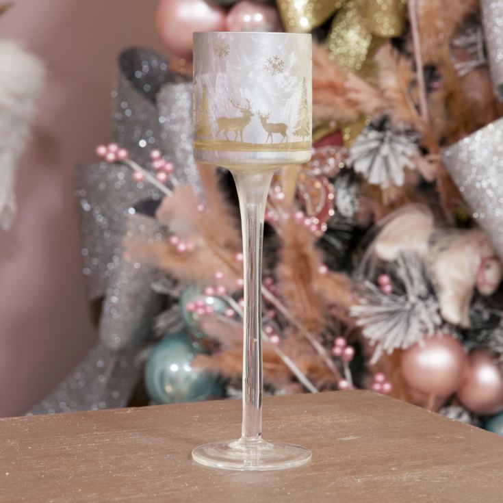 Large Silver Goblet Style Candle Holder 25cm product image