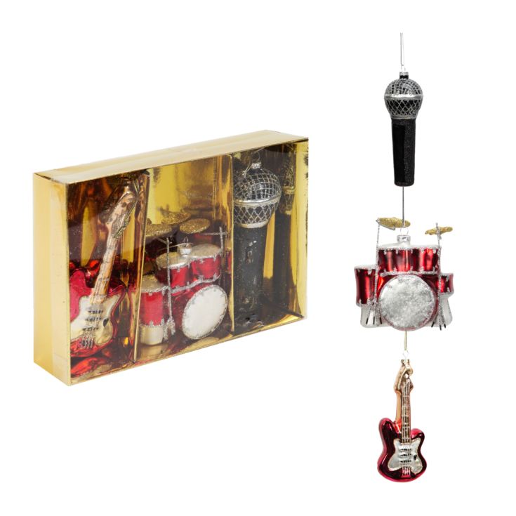 Set of 3 Music Themed Glass Baubles product image