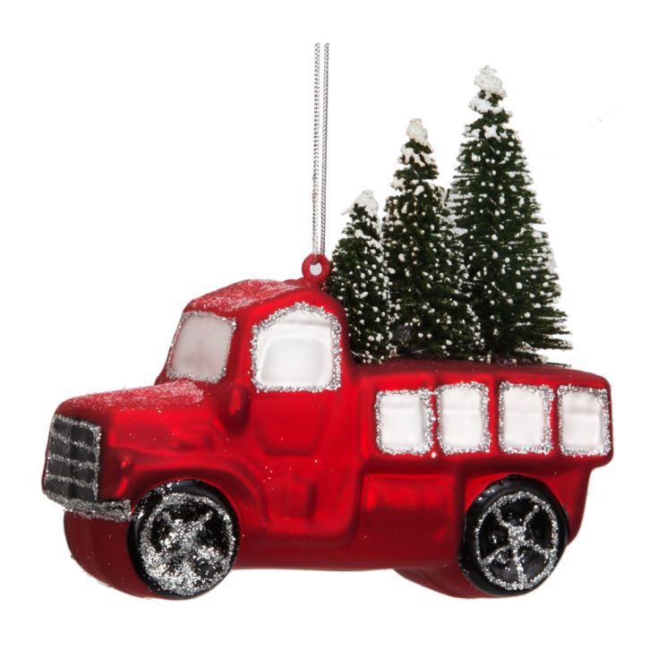 Red Truck with Christmas Tree Hanging Decoration product image