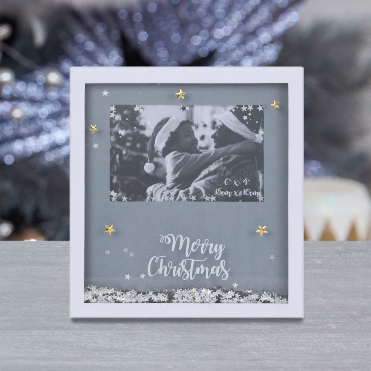 Glitter 'Merry Christmas' White Photo Frame product image