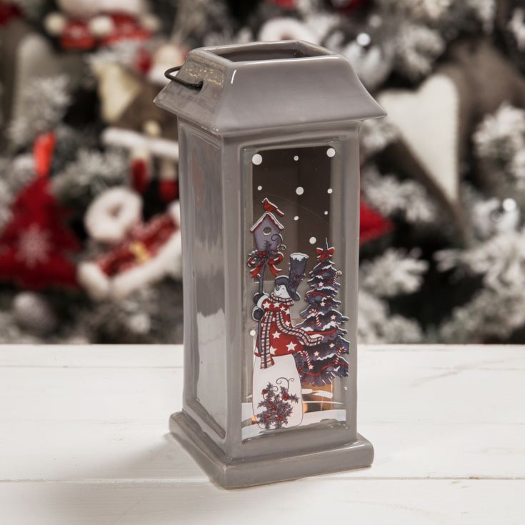 Grey Tealight Lantern with Printed Festive Scene product image