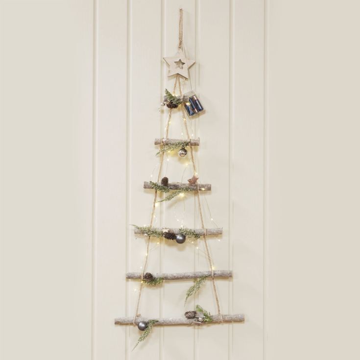 Branch Ladder with Pinecones & Baubles 35 LED Lights product image