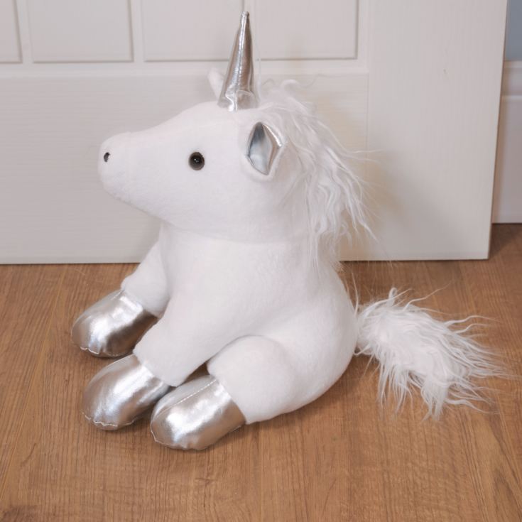 White & Silver Unicorn Doorstop product image