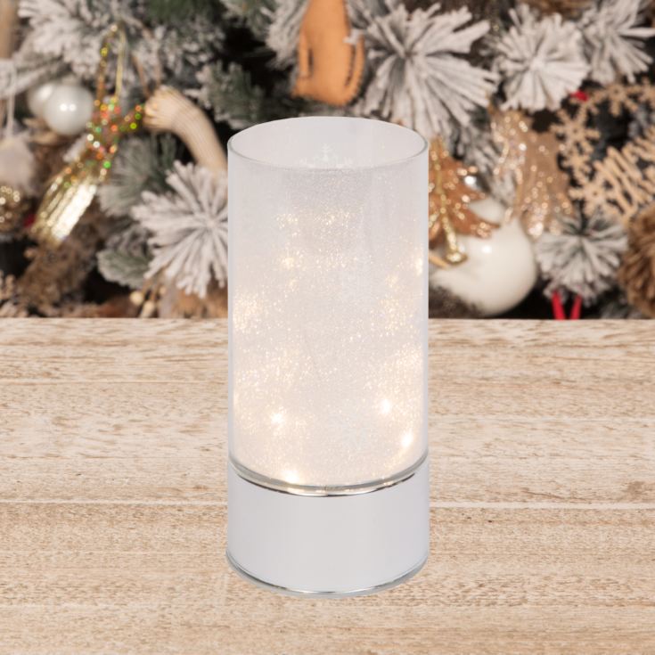 Glass LED Light Up Tube Vase 20cm - Frosted Snowflake product image
