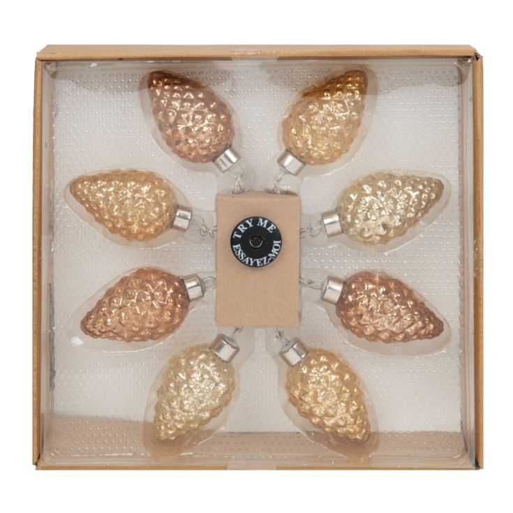 8 Gold & Copper Pinecone LED Bauble Light Chain - 2.6m product image