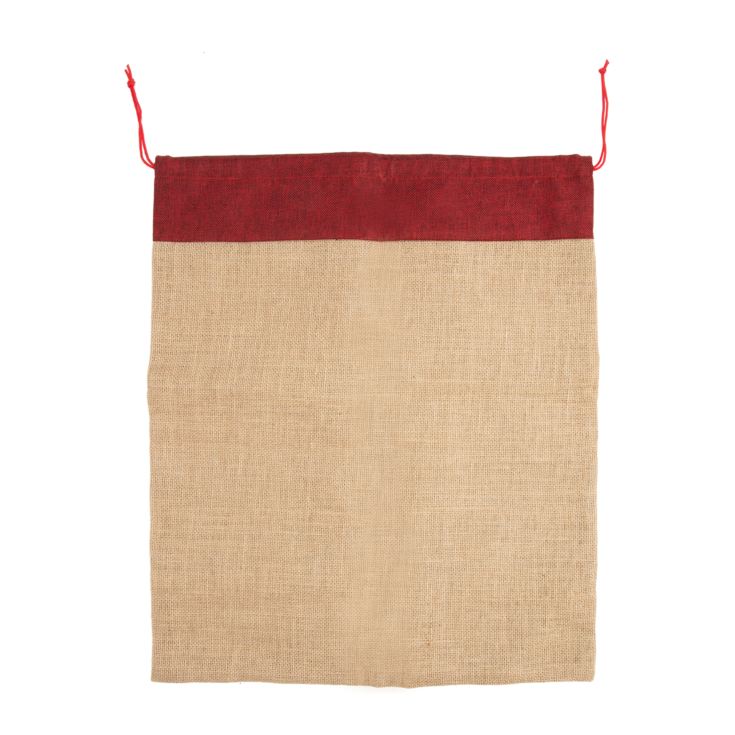 Personalisable Jute Sack with Red Trim product image