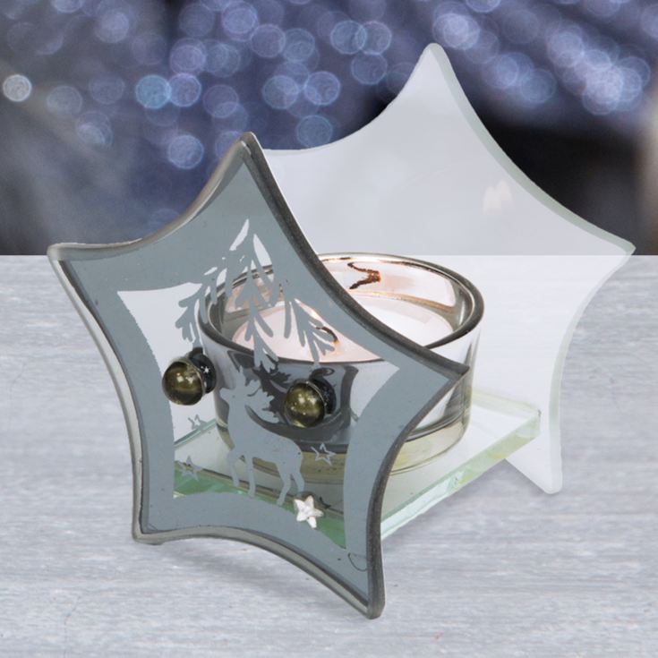 Navy Reindeer Single Star Tealight Holder product image