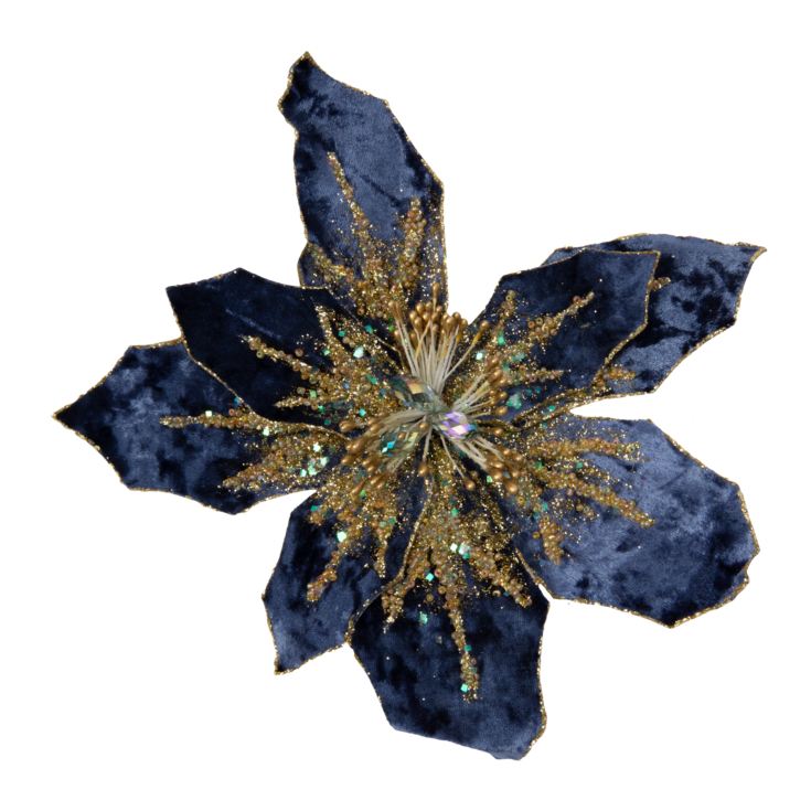 Navy Poinsettia Tree Clip 20cm product image