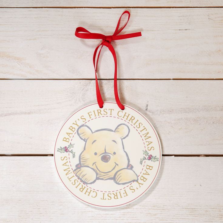 Baby's First Christmas Hanging Plaque Winnie The Pooh The Gift Experience