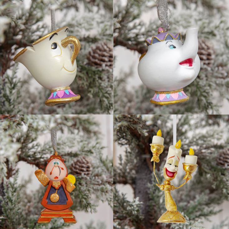 Disney Beauty & The Beast Set of 4 Tree Decorations product image