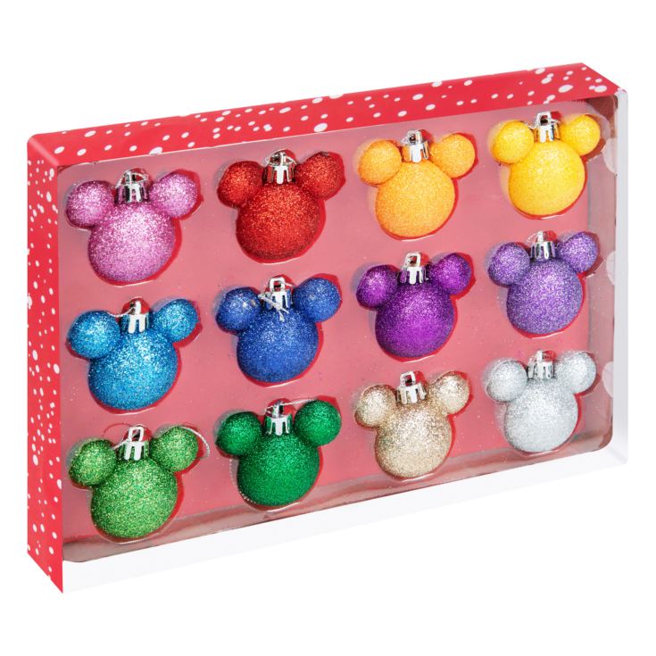 Disney Set of 12 Glitter Rainbow Mickey Minnie Baubles product image