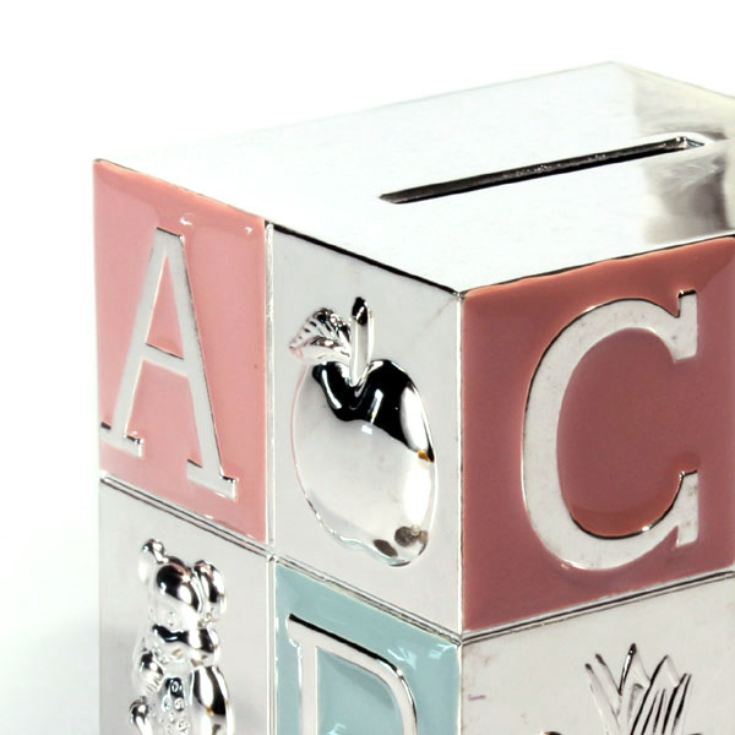 Engraved Pink and Blue Alphabet Money Box product image