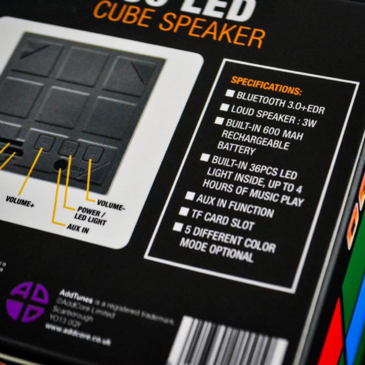 Colour Changing LED Cube Bluetooth Speaker product image