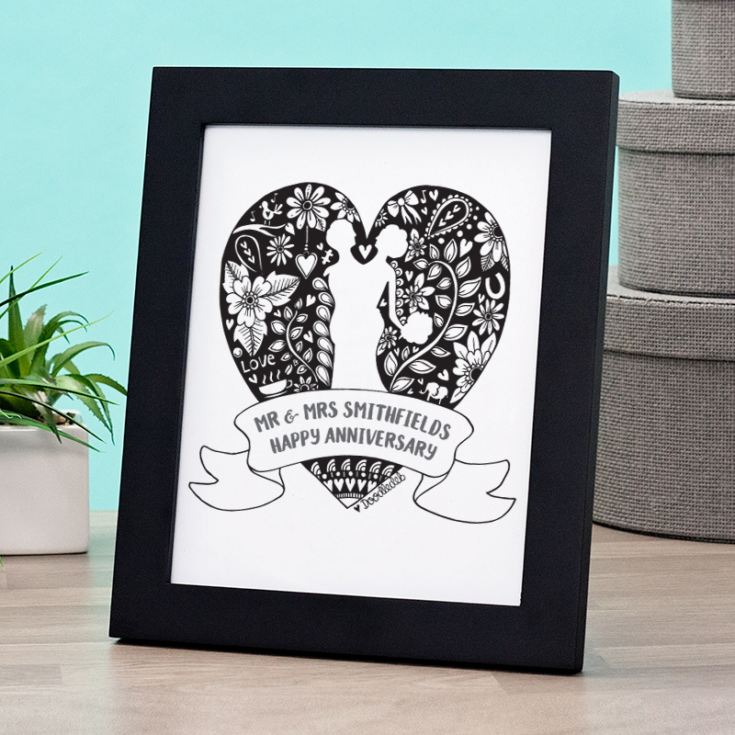 Exclusive Personalised  Anniversary Doodle Heart Print by DoodleDeb product image