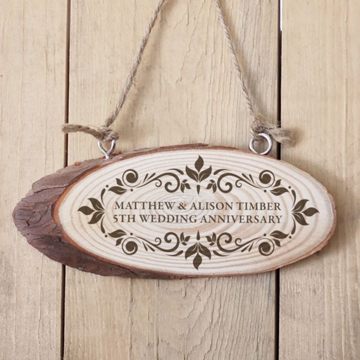 Personalised Anniversary Wooden Hanging Plaque product image