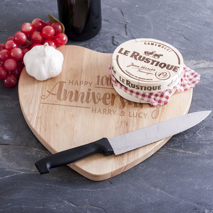 Personalised Anniversary Heart Wooden Chopping Board product image