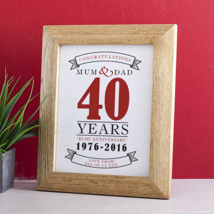 Personalised Ruby Anniversary Framed Print product image