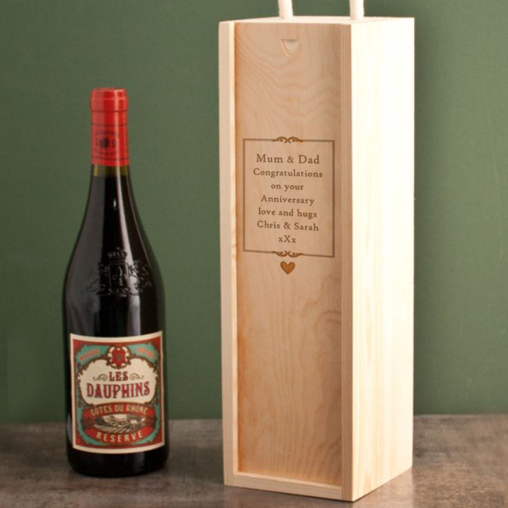 Personalised Wedding Anniversary Wooden Wine Box product image