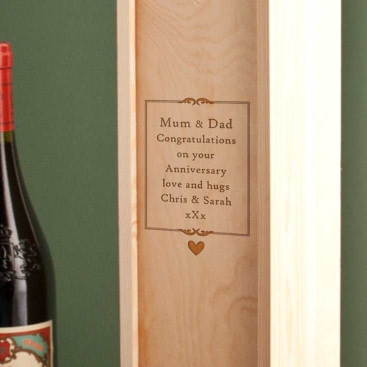 Personalised Wedding Anniversary Wooden Wine Box product image