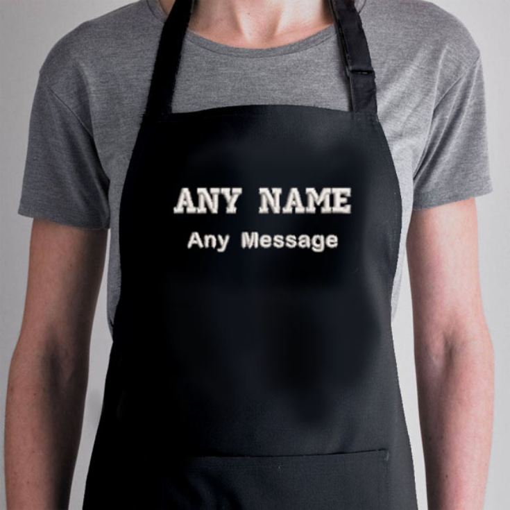 Personalised Embroidered Adult Black Bib Pocket Apron The Gift Experience