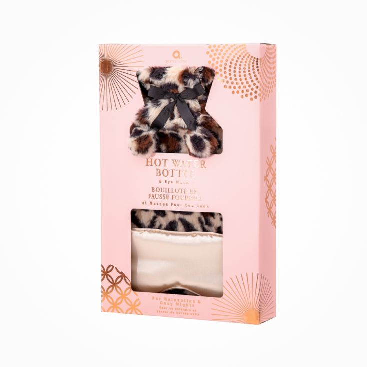 Leopard Print Fur 2l Hot Water Bottle and Eye Mask Gift Set product image