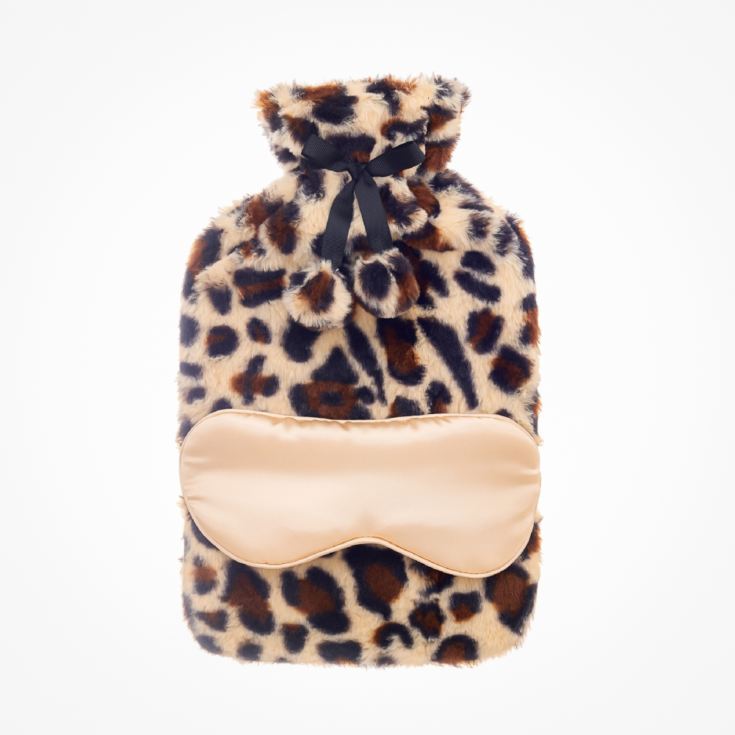 Leopard Print Fur 2l Hot Water Bottle and Eye Mask Gift Set product image