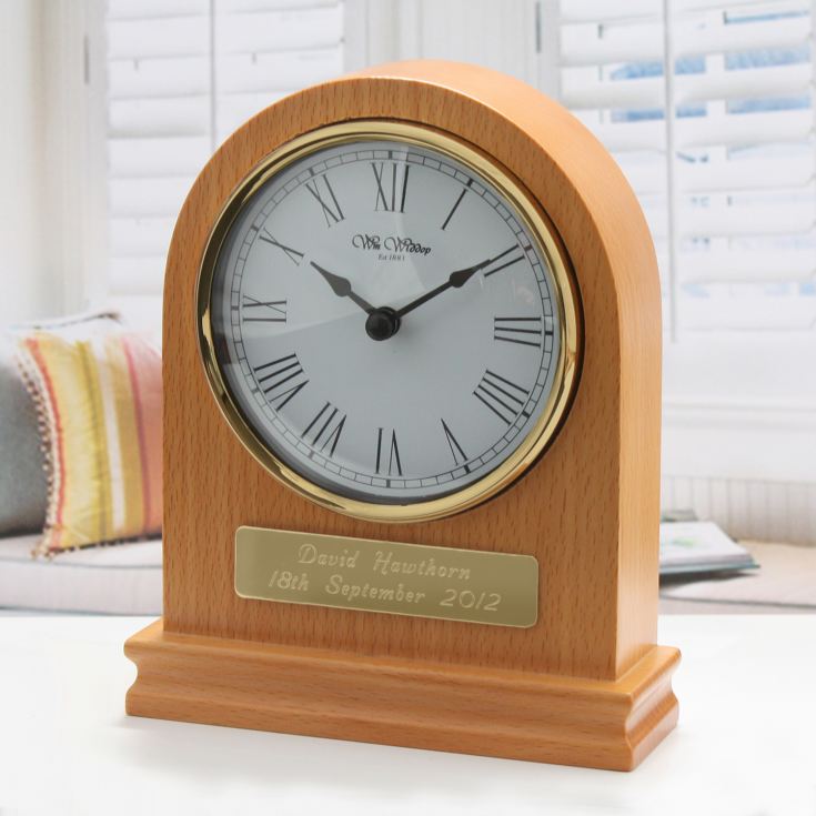 Personalised Arched Wooden Mantel Clock product image
